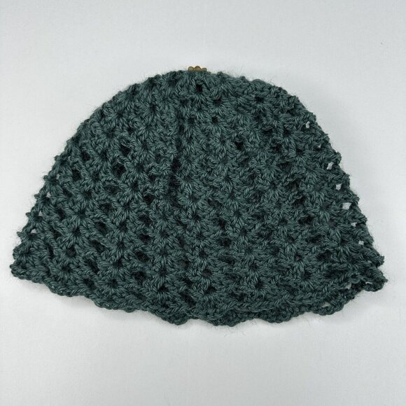 Handmade‎ New Lacy Cloch Lion Brand Re-Spun Recycled Polyester Knit Beanie - M/L - Picture 7 of 10